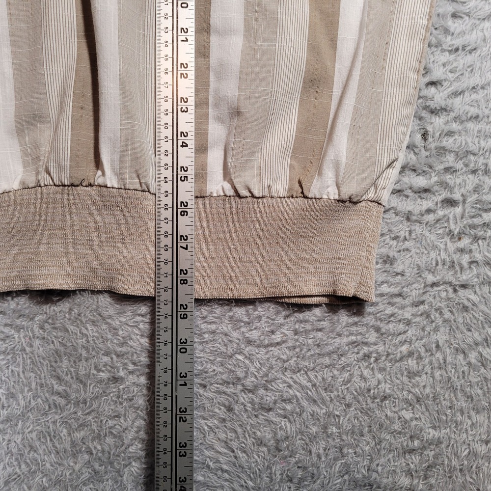 D'Avila Polo Shirt Mens XL Tan Vertical Striped Banded Bottom Short Sleeve USA - Picture 4 of 6